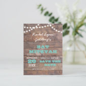 バーンウッドライトティール(緑がかった色)バルミツワー保存日 案内ポストカード (スタンド正面)