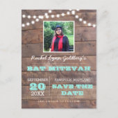 バーンウッドライトティール(緑がかった色)バルミツワー写真救日付 案内ポストカード (正面)