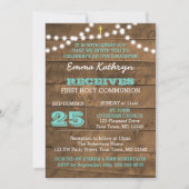 バーンウッドライトティール(緑がかった色)ファーストコミューン招待状 招待状 (正面)