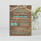 バーンウッドライトティール(緑がかった色)ファーストコミューン招待状 招待状 (スタンド正面)