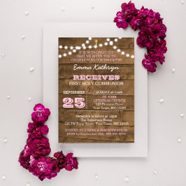 バーンウッドライトピンクファーストコミューン招待状 招待状