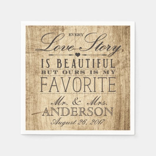 バーンウッドラブストーリーズ素朴ナ結婚プキン スタンダードカクテルナプキン (正面)