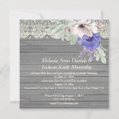 バーンウッドレースウォーターカラーブルーホワイトアネモネス 招待状 (裏面)