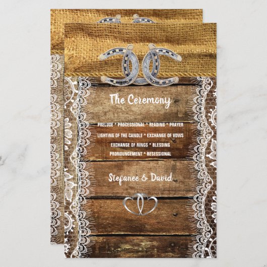 バーンウッドレースホースシューズ結婚式 プログラム (正面/裏面)