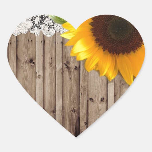 バーンウッドレース素朴な西部の田舎ひまわり ハートシール (正面)