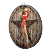 バーンウッドローンスターウエスタンカントリー女性のカーボーイ ダーツボード (正面右)