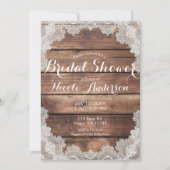 バーンウッドロ素朴マンティックレースブライダルシャワー 招待状 (正面)