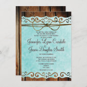 バーンウッドヴィンテージ紙ティール（緑がかった色）結婚式招待状 招待状 (正面/裏面)