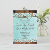 バーンウッドヴィンテージ紙ティール（緑がかった色）結婚式招待状 招待状 (スタンド正面)
