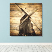 バーンウッド初期のファーム西部の国風車 キャンバスプリント (インサイチュ (ウッドフロア))