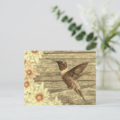 バーンウッド白いデイジーフランスのカントリーハミングバード ポストカード (スタンド正面)