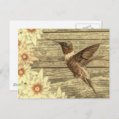 バーンウッド白いデイジーフランスのカントリーハミングバード ポストカード (正面/裏面)