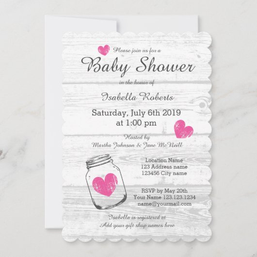 バーンウッド素朴なメイソンジャーベビーシャワー招待状 招待状 (正面)