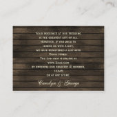 バーンウッド素朴の華やかな宿泊施設カード エンクロージャーカード (裏面)