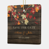 バーンウッド素朴オレンジ秋日付写真を保存 セラミックオーナメント (左)