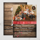 バーンウッド素朴キャンドルホリーベリーフォトクリスマス シーズンカード (正面/裏面)