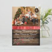 バーンウッド素朴キャンドルホリーベリーフォトクリスマス シーズンカード (スタンド正面)