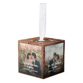 バーンウッド素朴クリスマスの写真 キューブオーナメント (正面アングル)