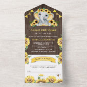 バーンウッド素朴サンフラワーズエレファントベビーシャワー オールインワン招待状 (内側)