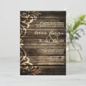 バーンウッド素朴ダマスヴィンテージウェディング招待状 招待状 (スタンド正面)