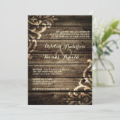 バーンウッド素朴ダマスヴィンテージウェディング招待状 招待状 (スタンド正面)