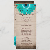 バーンウッド素朴ティール(緑がかった色)デイジー結婚式 プログラム (正面/裏面)