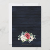 バーンウッド素朴ネイビーバーグンディ金ゴールドブライダルシャワー 招待状 (裏面)