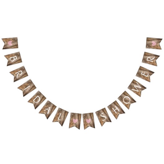 バーンウッド素朴ハートブラウンブライダルシャワーデコール バンティングフラッグ (全)