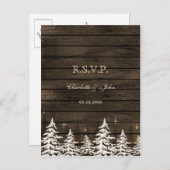バーンウッド素朴パインの木々、冬の森の木の出窓 インビテーションポストカード (正面/裏面)