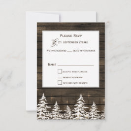 バーンウッド素朴パインの木、冬の標準rsvp 出欠カード