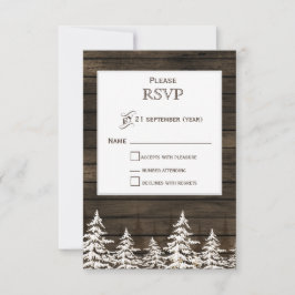 バーンウッド素朴パインの木、冬の標準rsvp 出欠カード