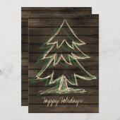 バーンウッド素朴パインツリーホリデーズカード シーズンカード (正面/裏面)
