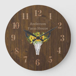 バーンウッド素朴ファームハウススタグサンフラワーズ ラージ壁時計