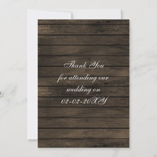 バーンウッド素朴プラム秋の結婚式サンキューユー サンキューカード (裏面)