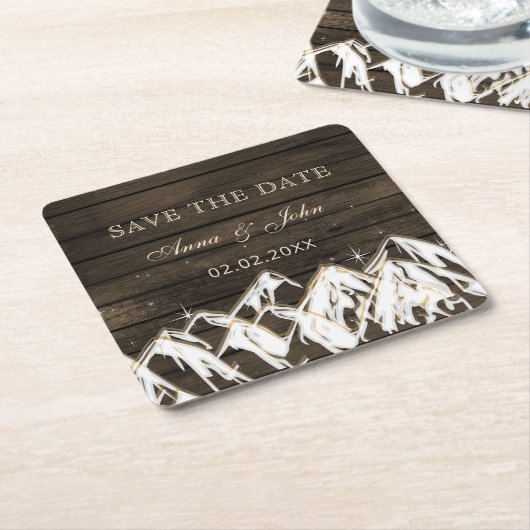 バーンウッド素朴マウンテンズ日付を保存 スクエアペーパーコースター (アングル)