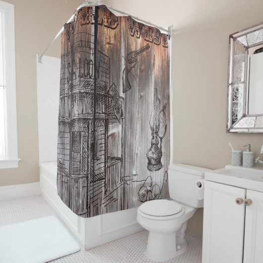 バーンウッド素朴ワイルドウエスト シャワーカーテン (インサイチュ)