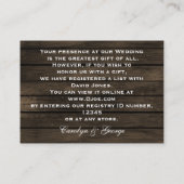 バーンウッド素朴秋の結婚式ギフトレジストリ エンクロージャーカード (裏面)