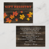 バーンウッド素朴秋の結婚式ギフトレジストリ エンクロージャーカード (正面/裏面)