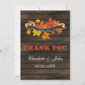 バーンウッド素朴秋の結婚式サンキューユー サンキューカード (正面)