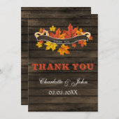 バーンウッド素朴秋の結婚式サンキューユー サンキューカード (正面/裏面)