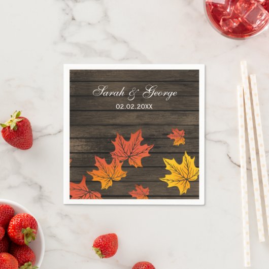 バーンウッド素朴秋の結婚式ナプキン スタンダードカクテルナプキン (インサイチュ)