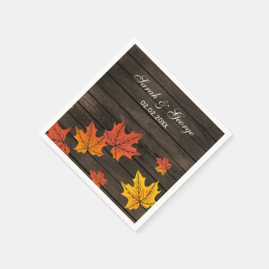 バーンウッド素朴秋の結婚式ナプキン スタンダードカクテルナプキン (角)