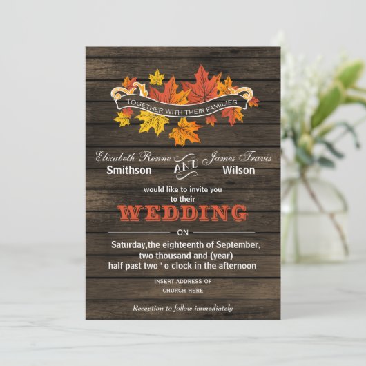 バーンウッド素朴秋の結婚式招待状 招待状 (スタンド正面)