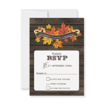 バーンウッド素朴秋の結婚式rsvp 3.5 x 5