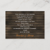 バーンウッド素朴秋メイスンジャースギフトレジストリ エンクロージャーカード (裏面)