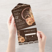 バーンウッド素朴秋秋ボホパンプキンズ結婚ズ オールインワン招待状 (貼ってはがせる)