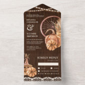 バーンウッド素朴秋秋ボホパンプキンズ結婚ズ オールインワン招待状 (内側)