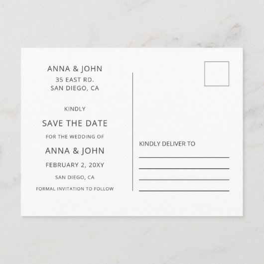 バーンウッド素朴紅葉ウェディング日付を保存 案内ポストカード (裏面)