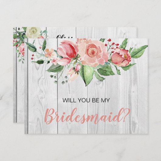 バーンウッド素朴赤面フローラブライデスメイド提案 招待状 (正面/裏面)