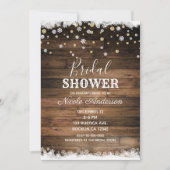 バーンウッド素朴金ゴールドシルバーウィンターブライダルシャワー 招待状 (正面)